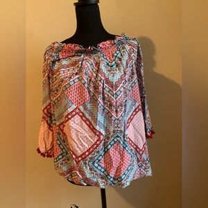 Grand & Greene peasant top in red, white and blue size XL New with tags